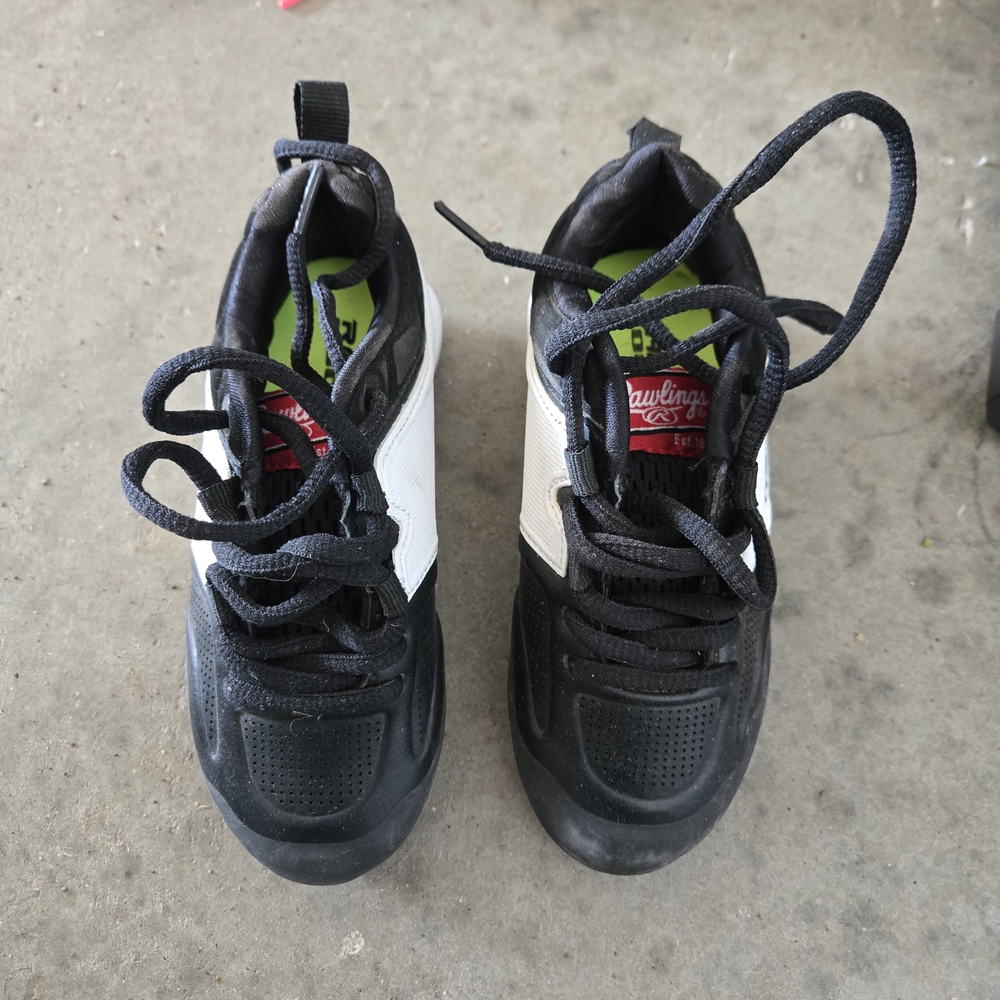 Rawlings Black White Kids Sneakers with Lime Insoles